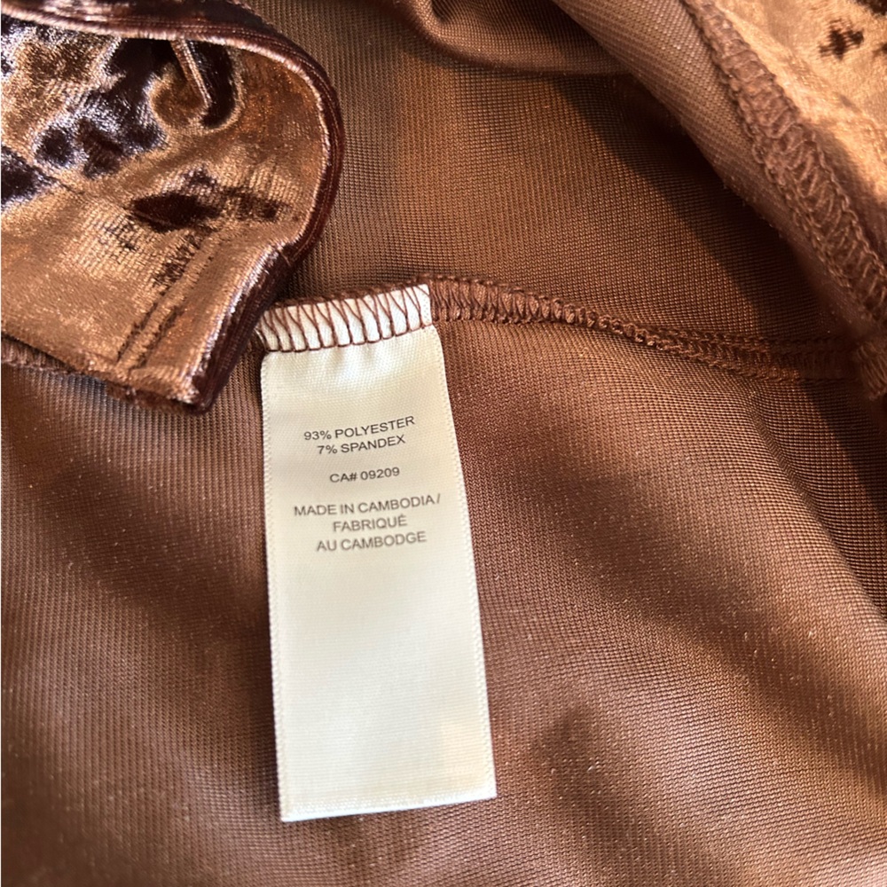 Cleo Crushed Velvet Button Down Shirt in Rich Brown - Picture 6 of 8
